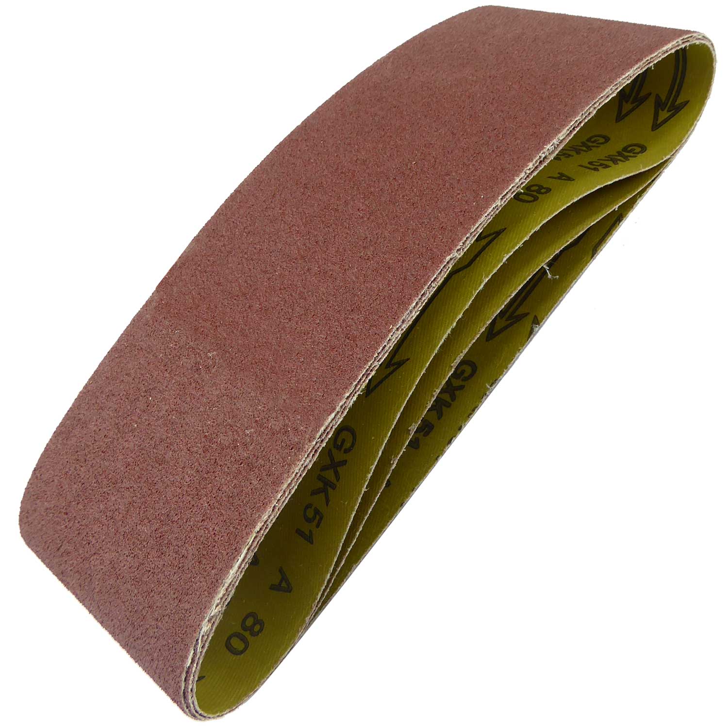 100mm x 610mm Sanding Belt 80 Grit Display Pack of 3